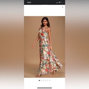 Lulus Lilja Cream Floral Print Maxi Dress